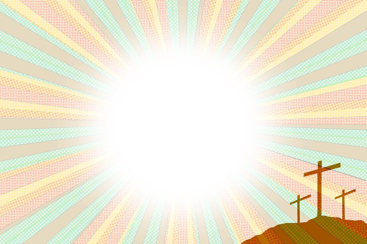 cross, easter, clouds, faith, christ, god, jesus, sun, light, nature, heaven, crucifixion, resurrection, bible, christianity, church, religion